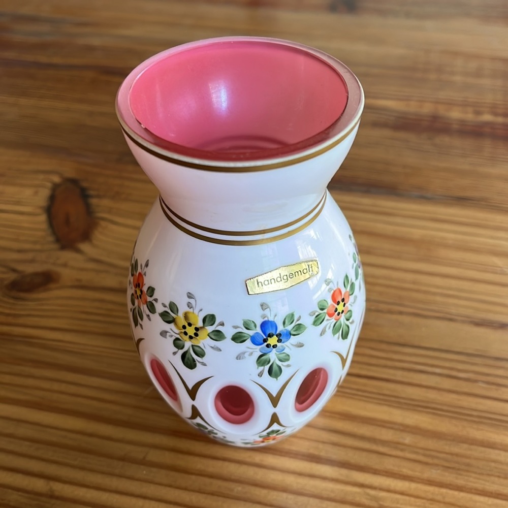 Small Vintage Cranberry Glass Bohemian Vase - Picture 3 of 8